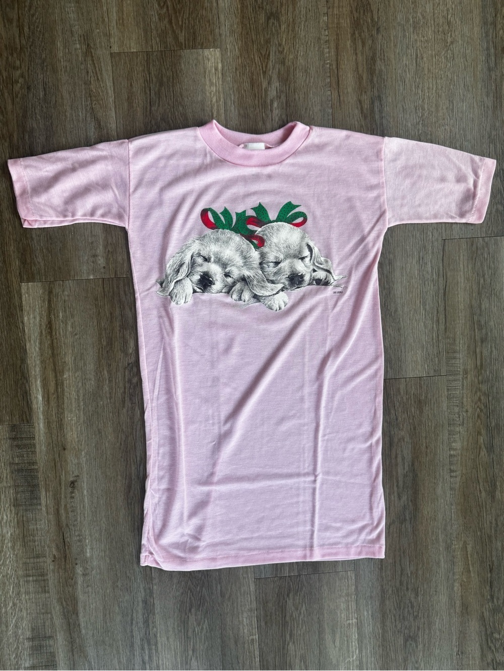 Vintage 90s Girls Sleeping Puppies Single Stitch Sleep Shirt - size 7-14